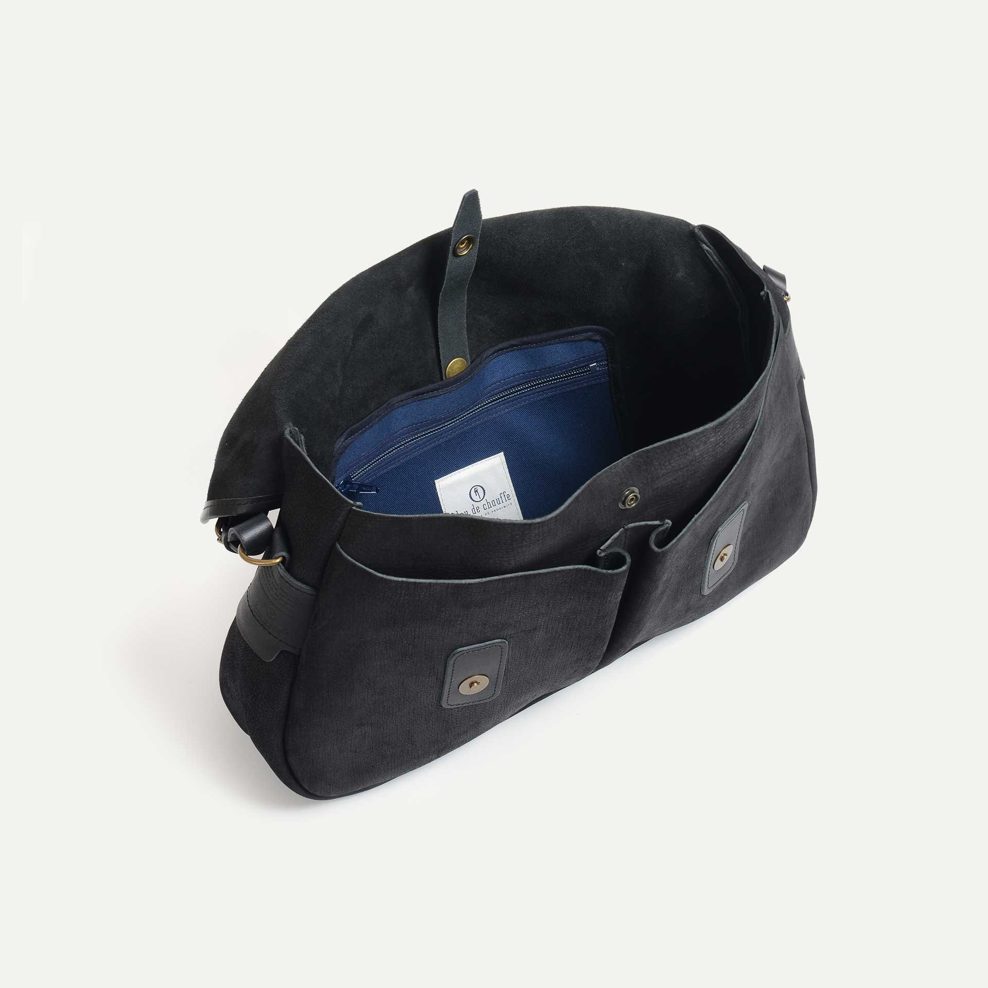 Musette des Fischers M - Leder gewachst / Kohle schwarz (image n°4)