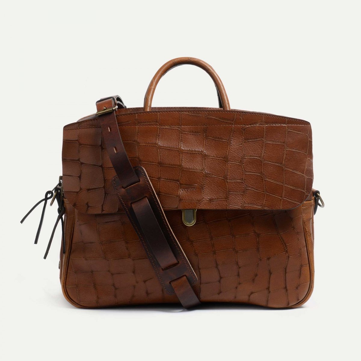 Sac business Zeppo Croco - Pain Brûlé (image n°1)