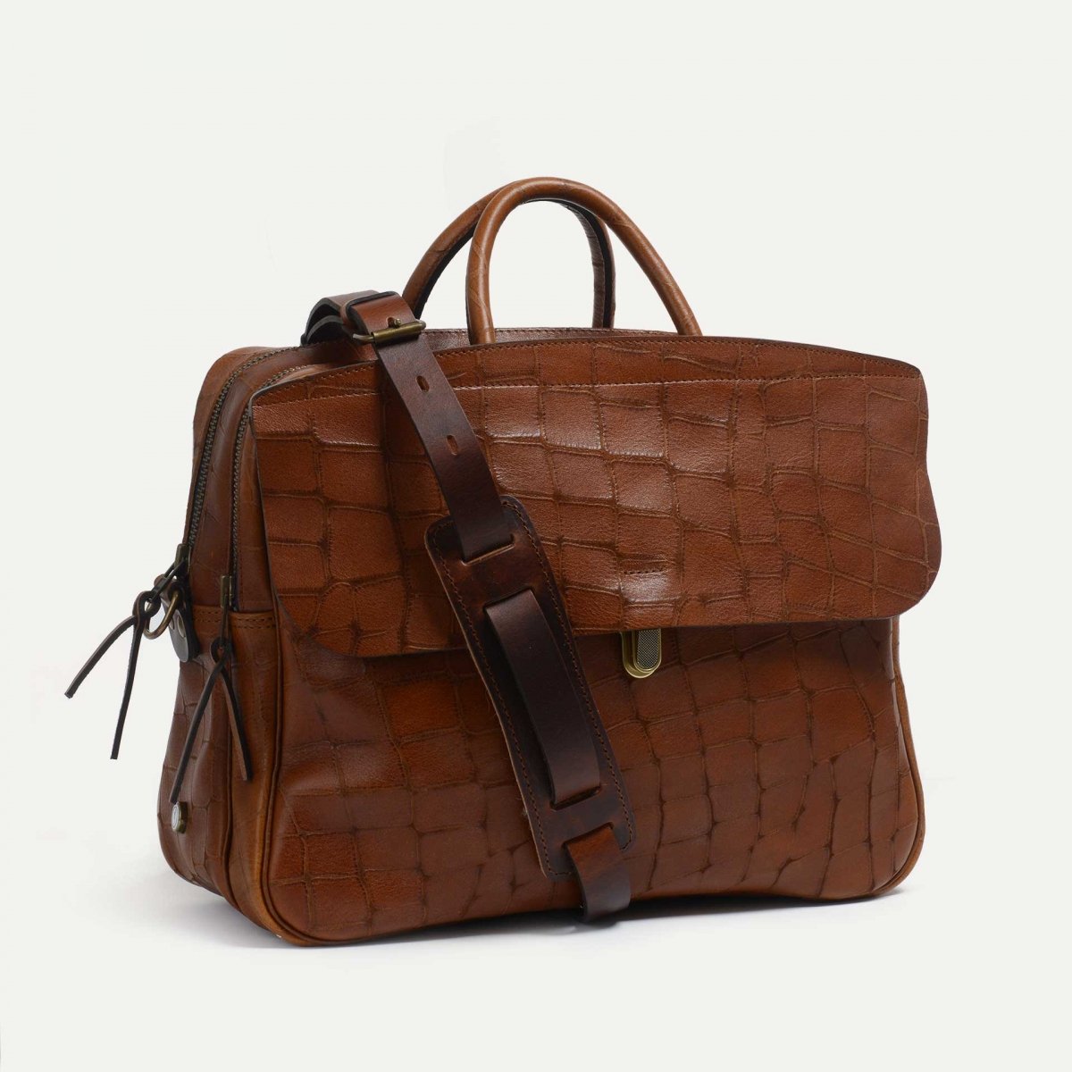 Sac business Zeppo Croco - Pain Brûlé (image n°2)