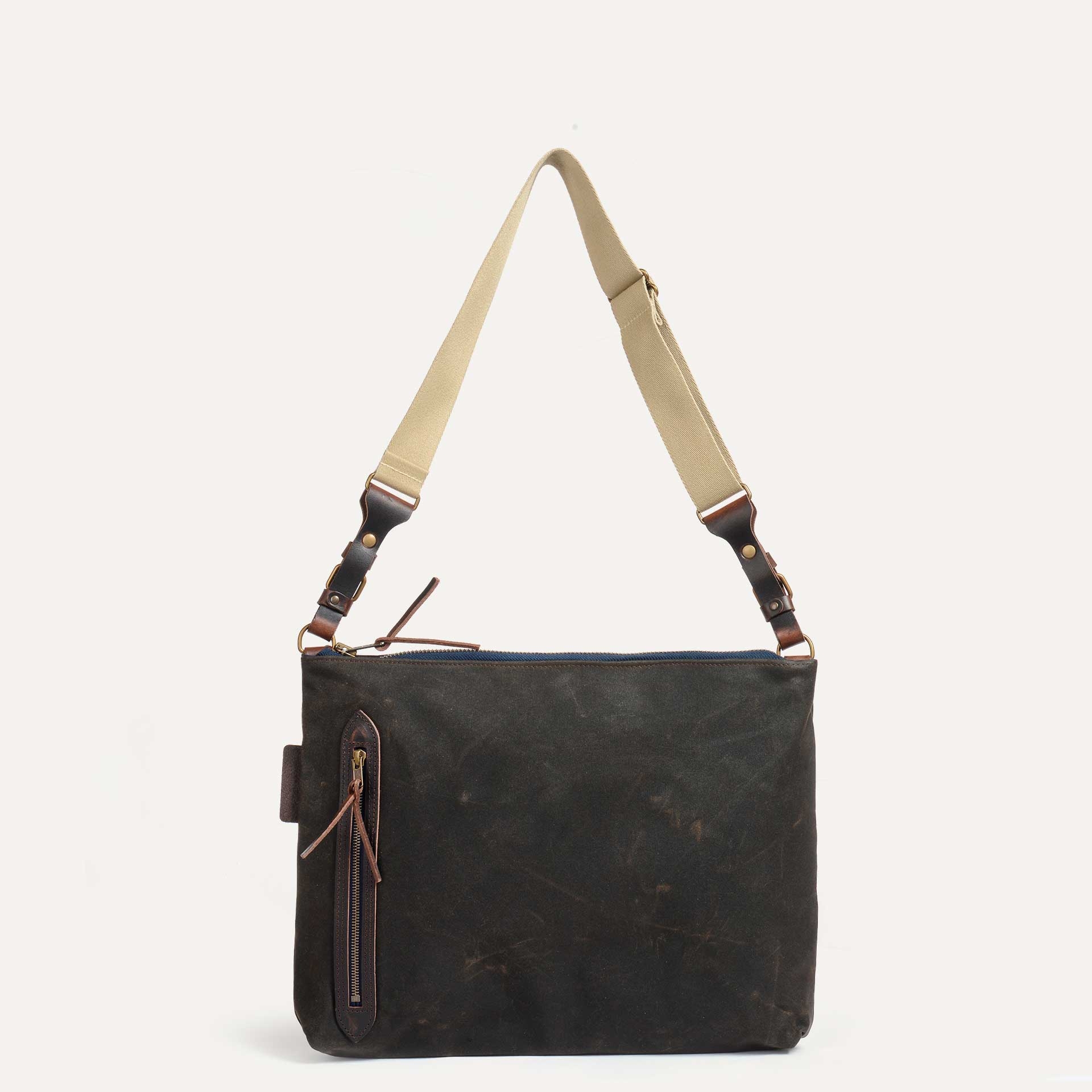 Sac Baskia - Toile et cuir Olive / HALLEY STEVENSON (image n°2)