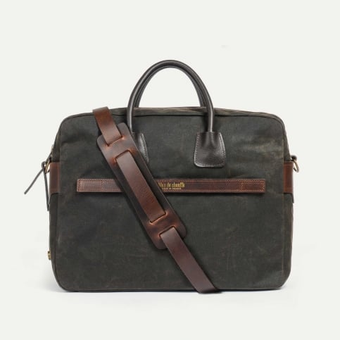 Report Business bag - Khaki waxed