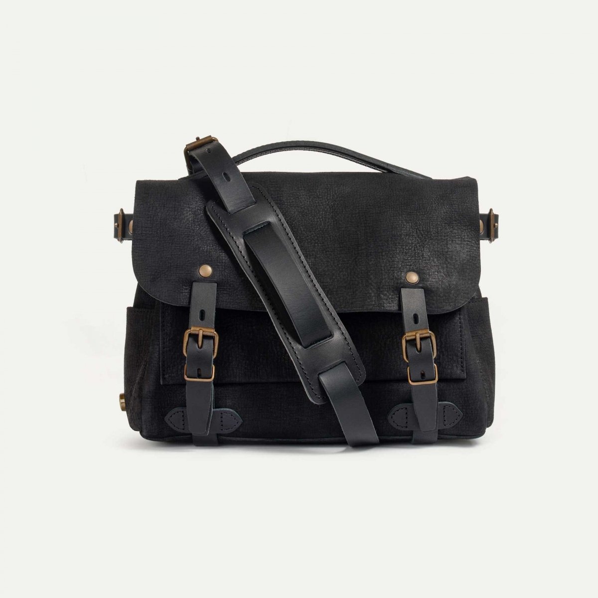 Postman bag Éclair S - Charcoal black / Waxed Leather (image n°1)