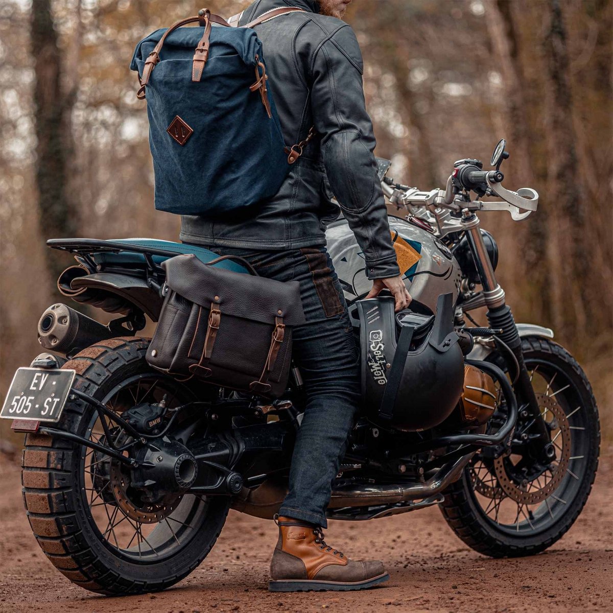 Eclair Heroes - Motorradtasche aus Leder Dunkelbraun (image n°8)