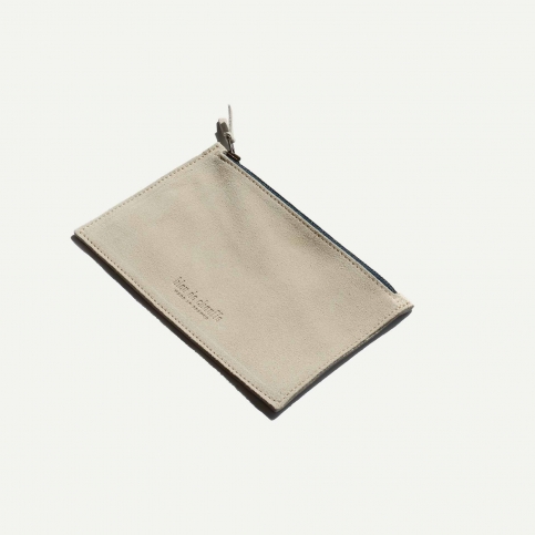 Trousse cuir COSMO S / Cuir Velours - Blanc céruse