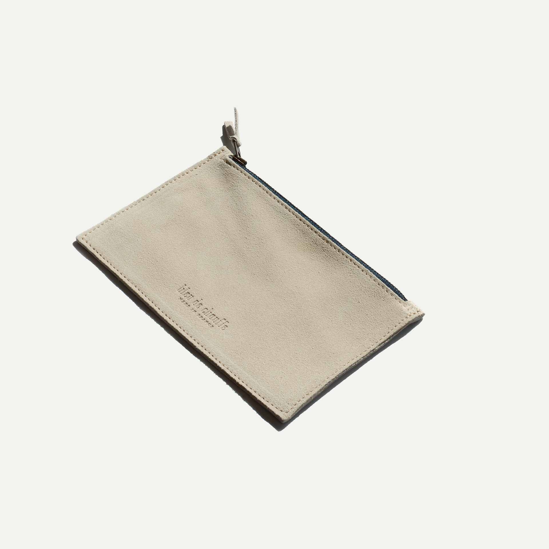 Trousse cuir COSMO S / Cuir Velours - Blanc céruse (image n°2)