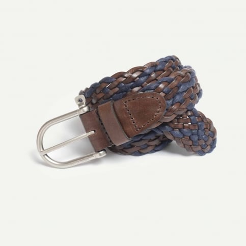 Ceinture manille 2 bi-matière - bleu/palissandre