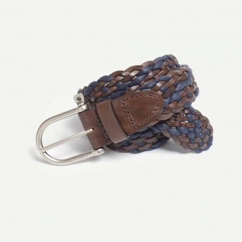 Manille Belt / braided leather - Blue Palissandre