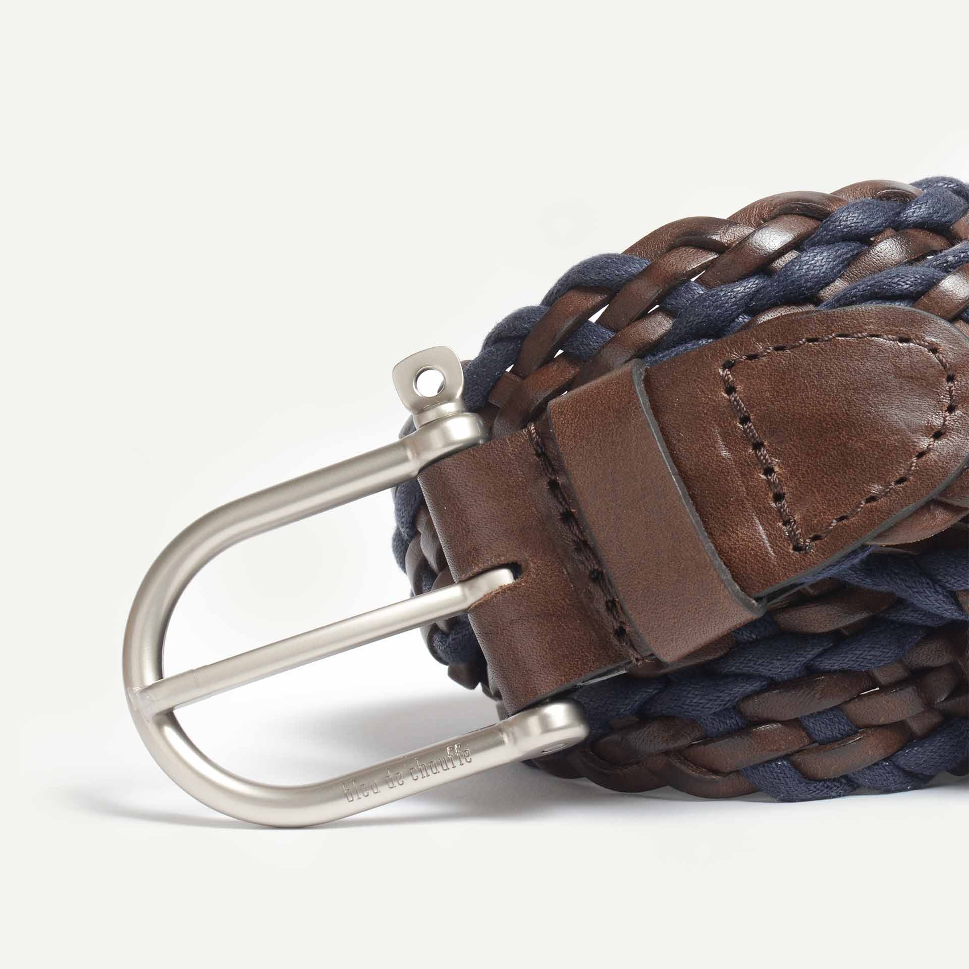 Manille Belt / braided leather - Blue Palissandre (image n°2)