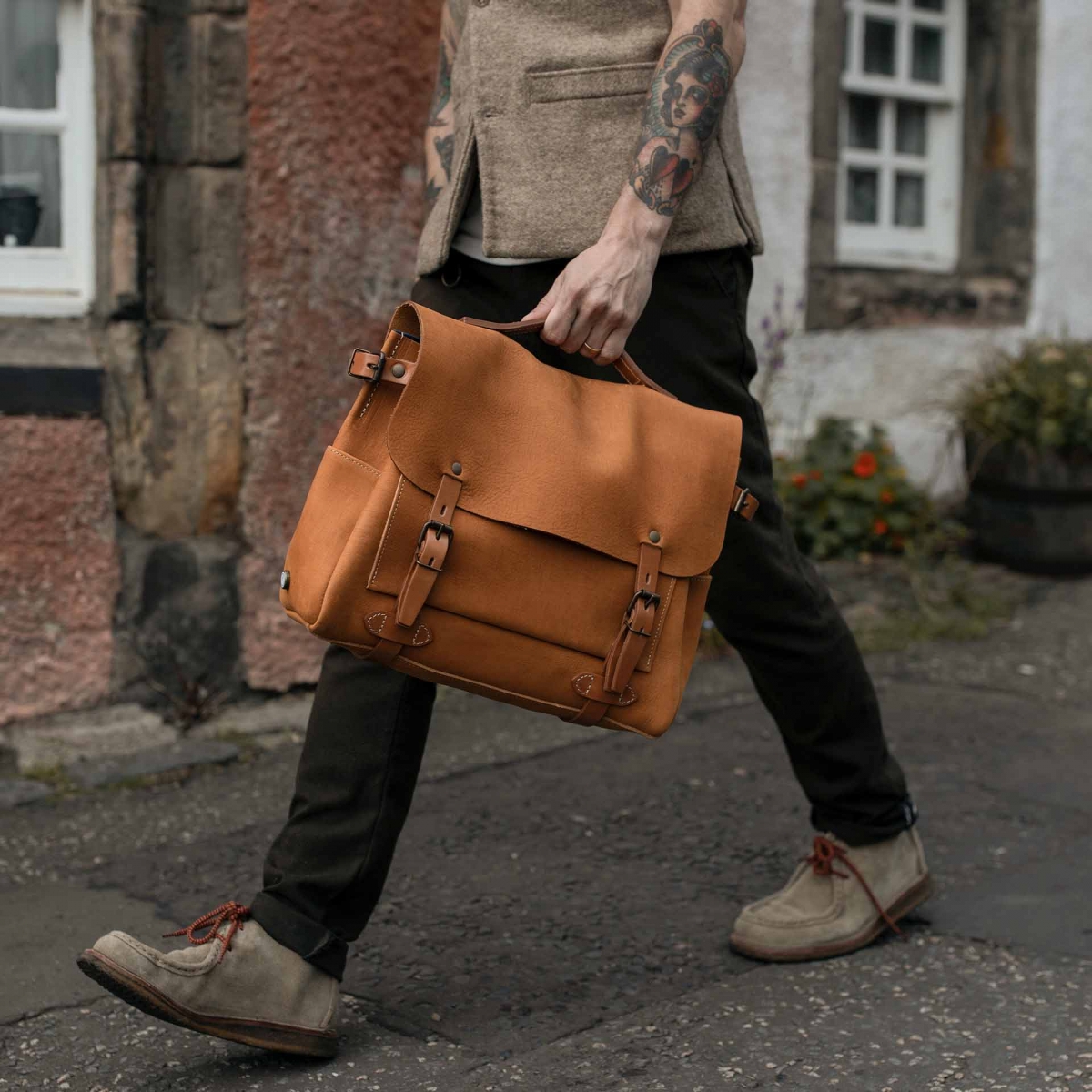 Sac Postier Eclair M - Miel distressed (image n°5)