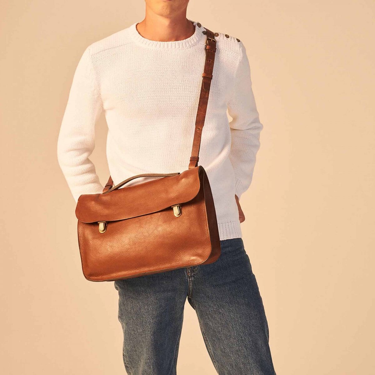 Groucho Leather Satchel - Honey waxed / E Pure (image n°6)