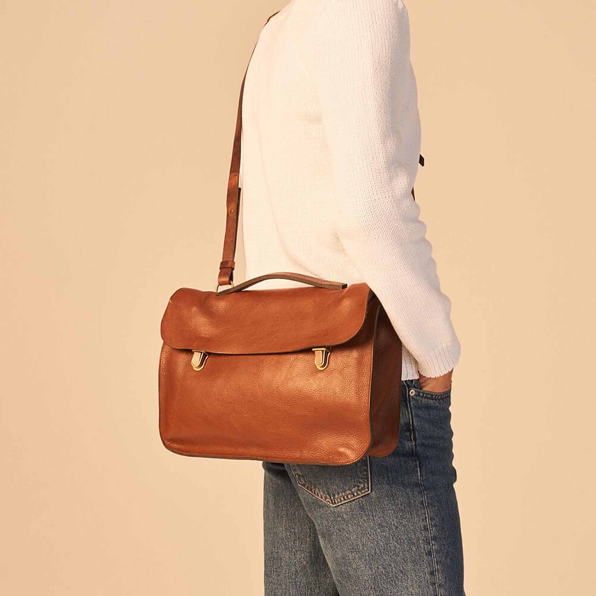 Groucho Leather Satchel - Honey waxed / E Pure (image n°8)