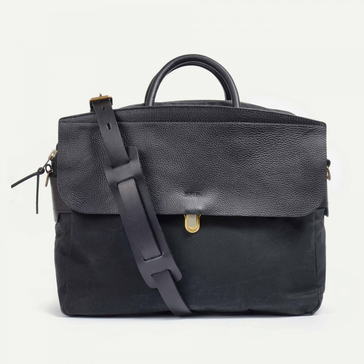 Sac business Zeppo - Noir Waxé (image n°1)