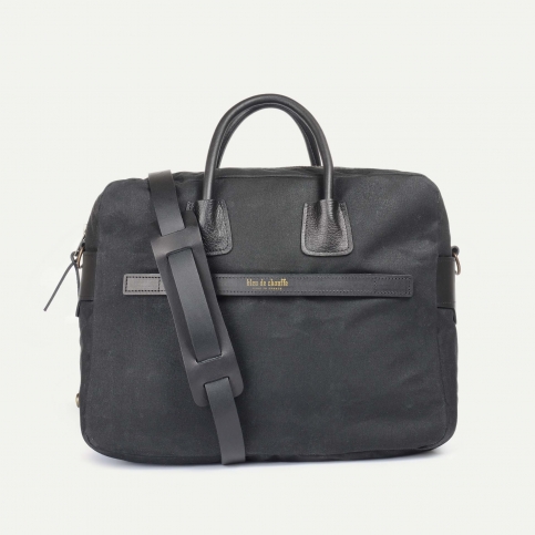 Report Business bag - Black waxed