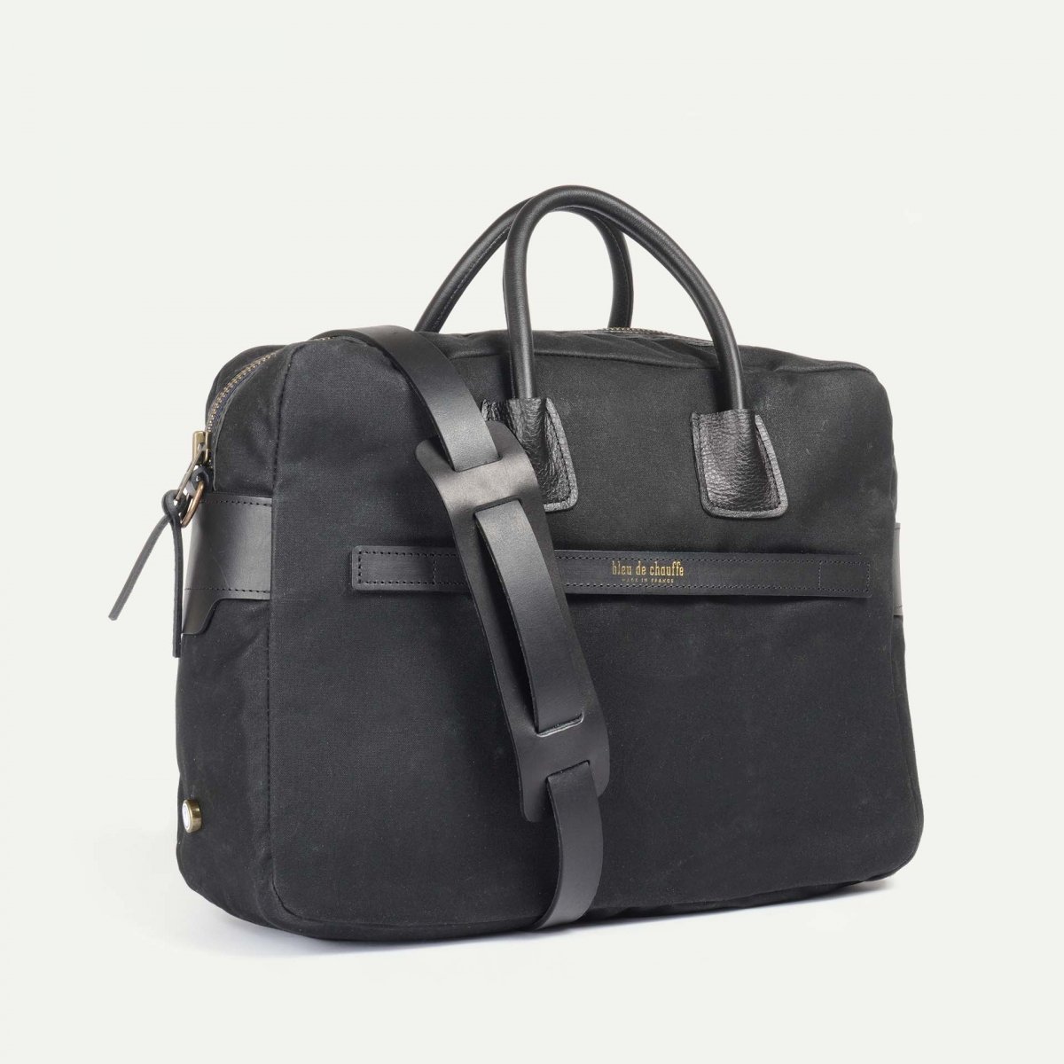 Report Business bag - Black waxed