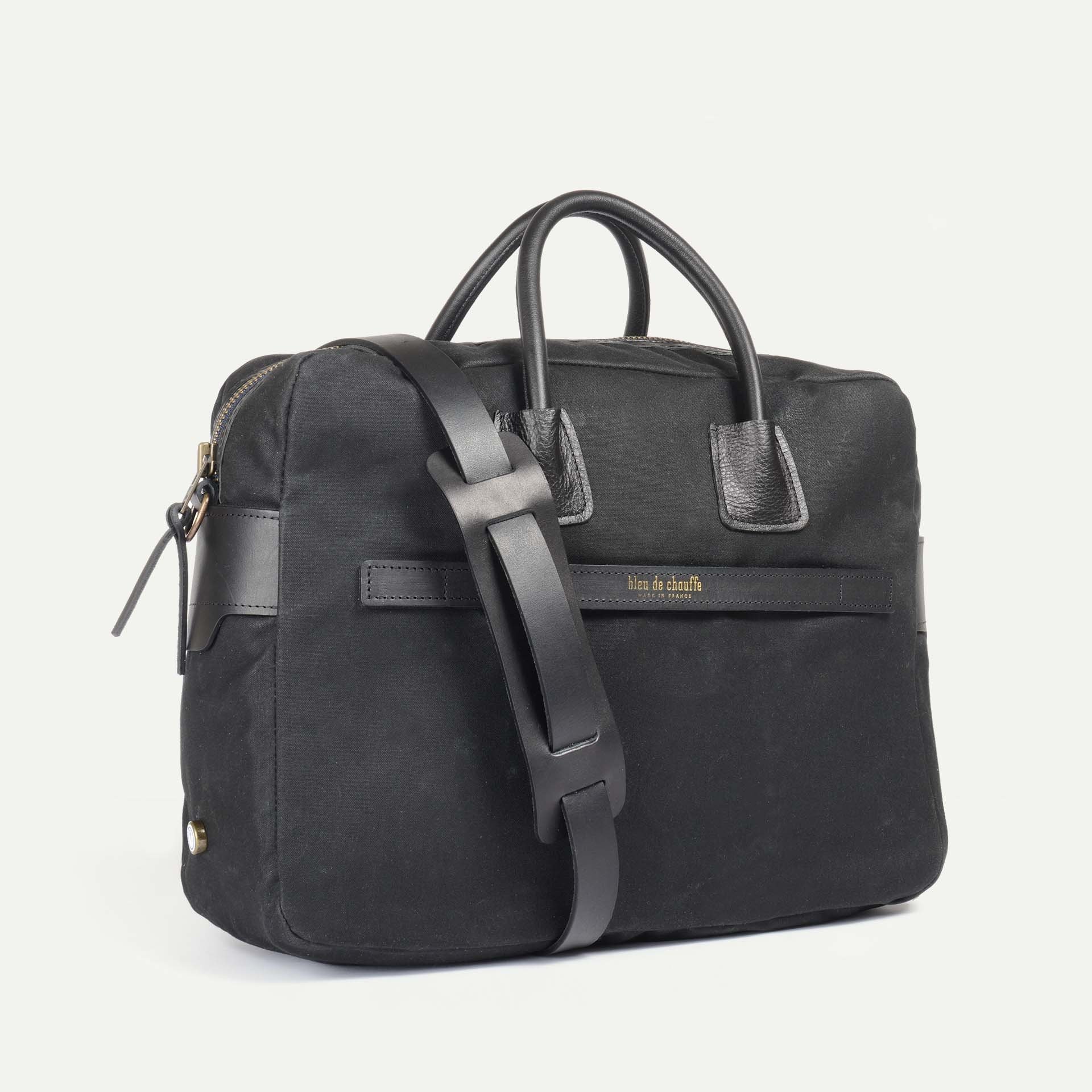 Report Business bag - Black waxed