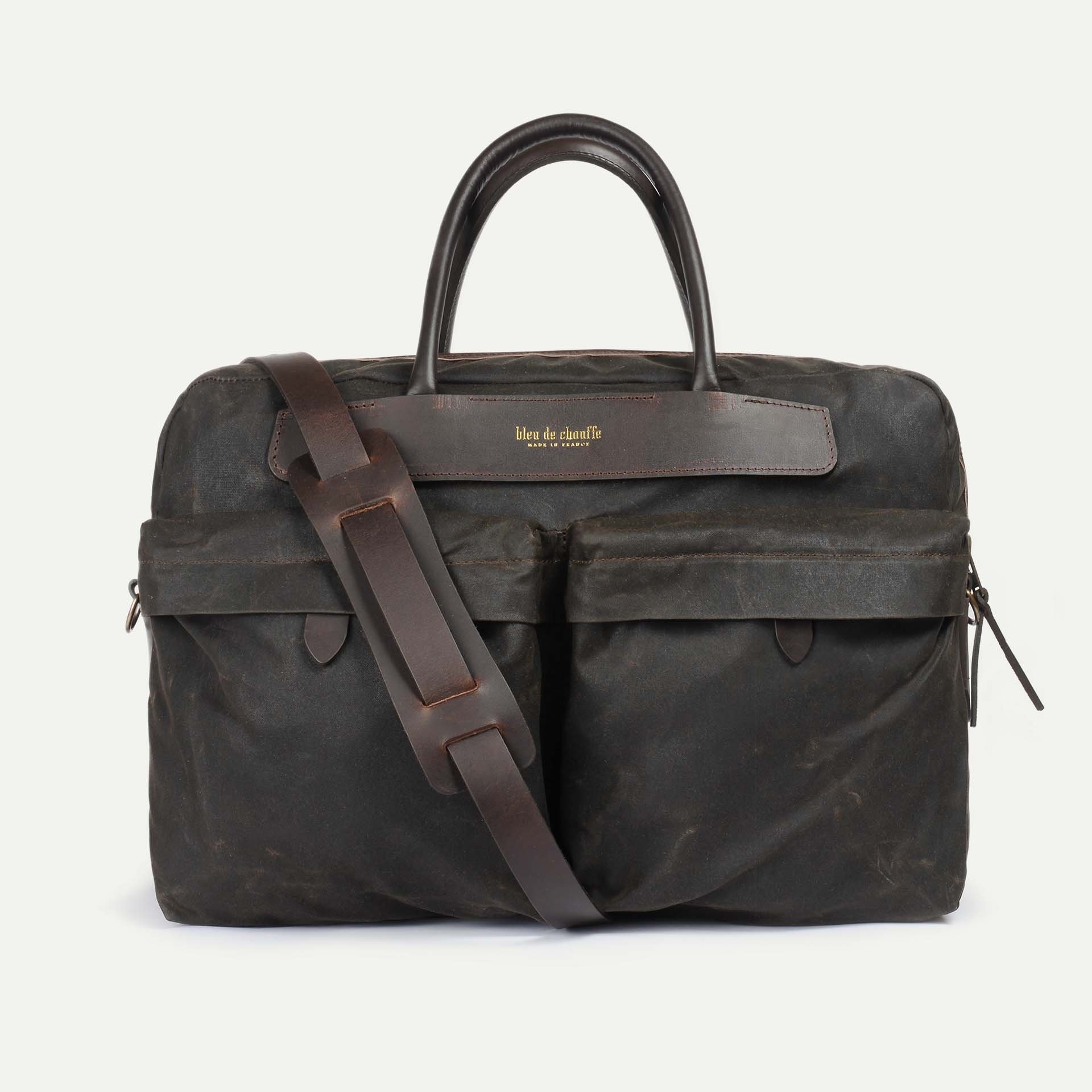 Hélios business bag - Khaki waxed (image n°1)