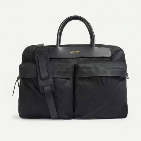 Hélios business bag - Black waxed