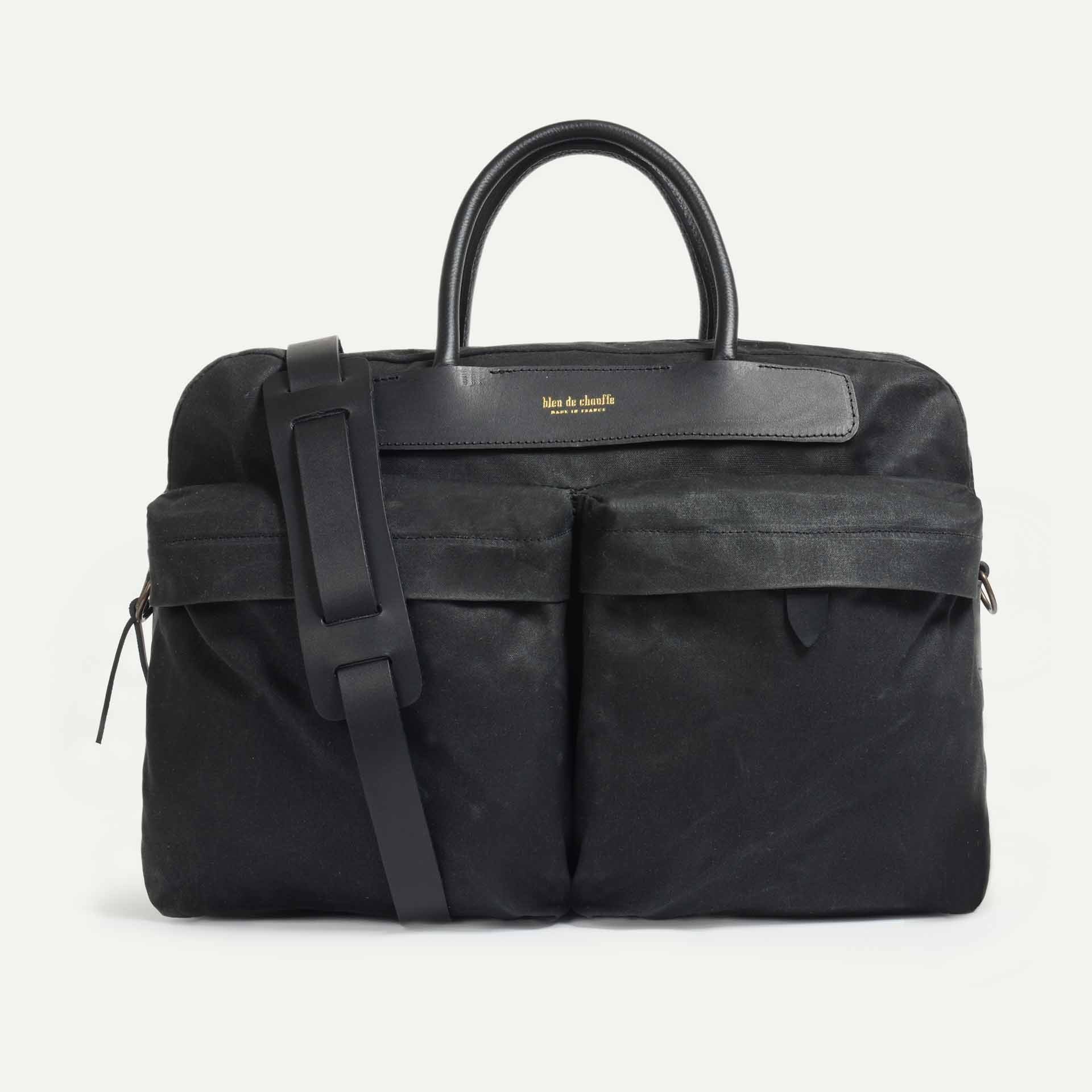 H lios business bag Black waxed