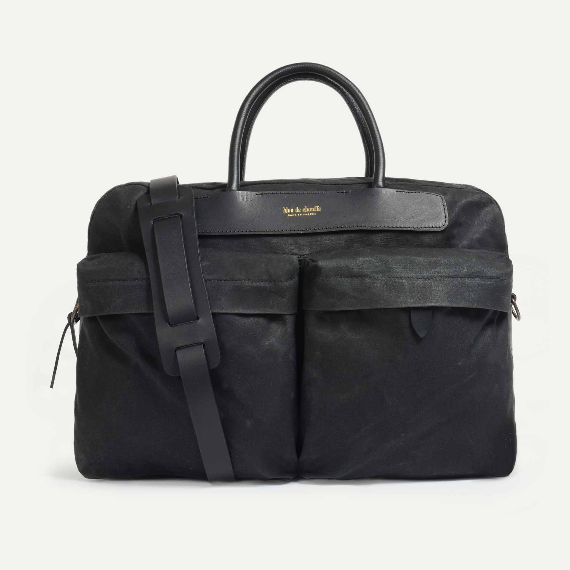 Hélios business bag - Black waxed (image n°1)