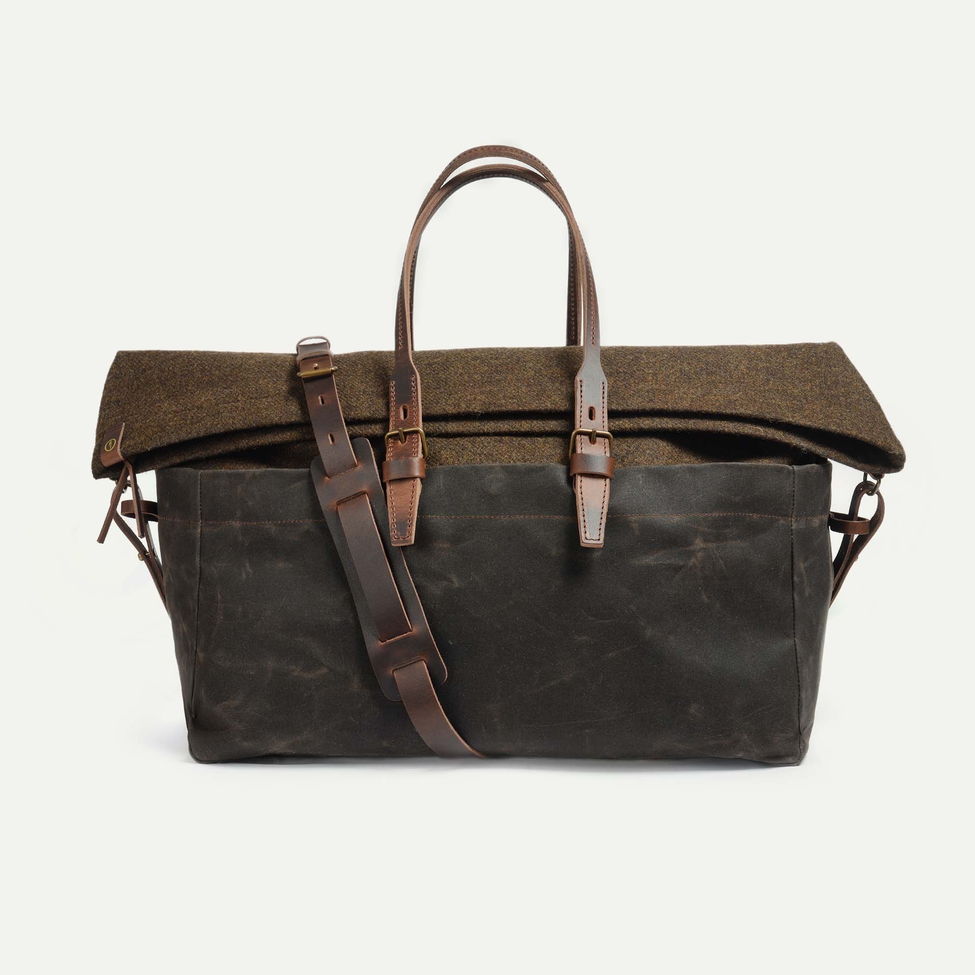 Cabine travel bag – waxed khaki tweed (image n°1)