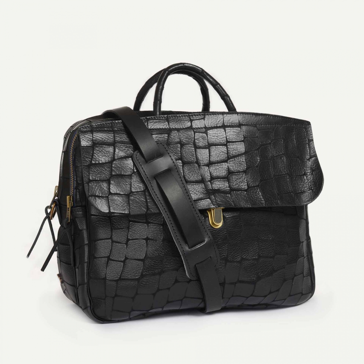 Zeppo Business bag Croco - Black (image n°1)