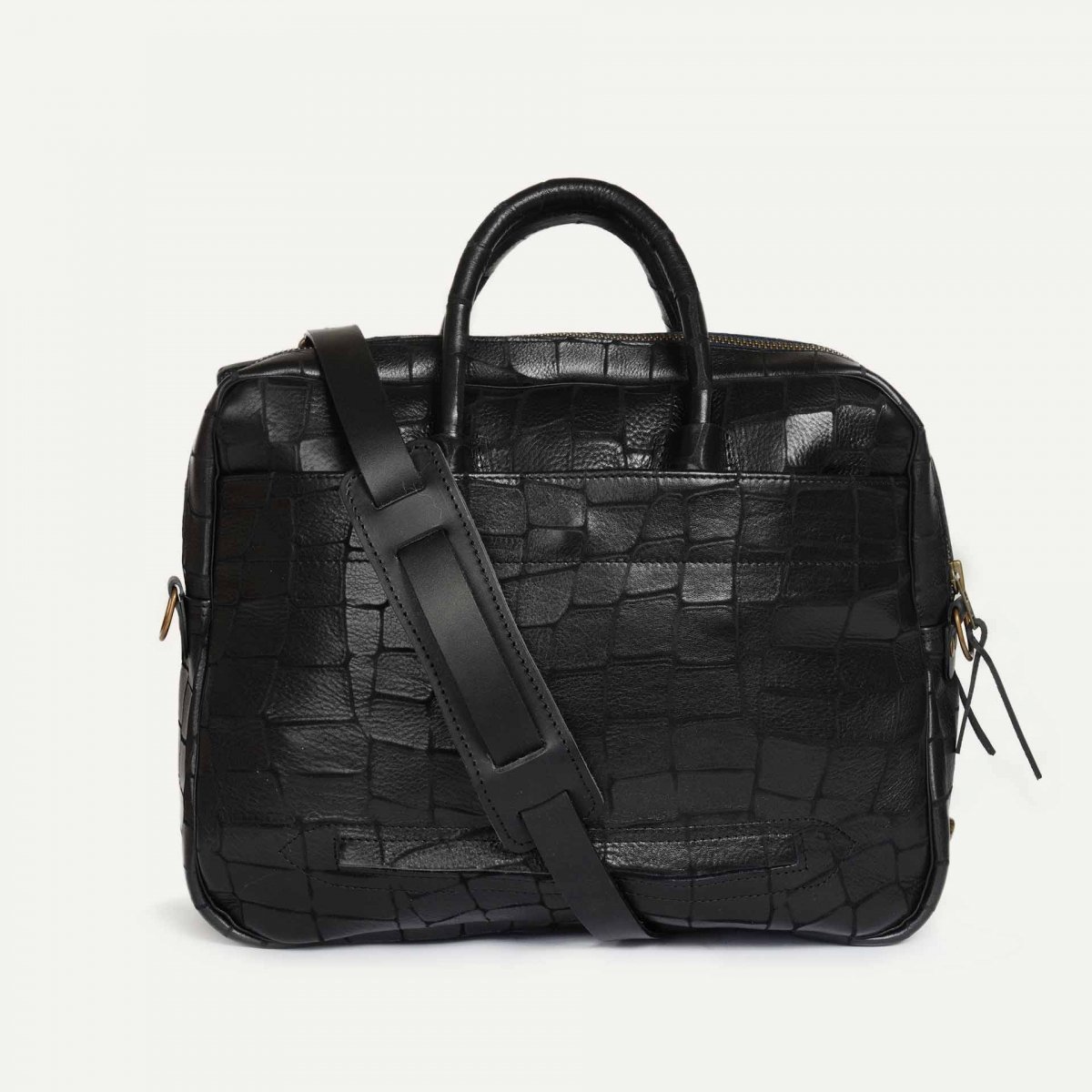 Saint Laurent Duffle Briefcase Bag in Crocodile-Embossed Matte Leather