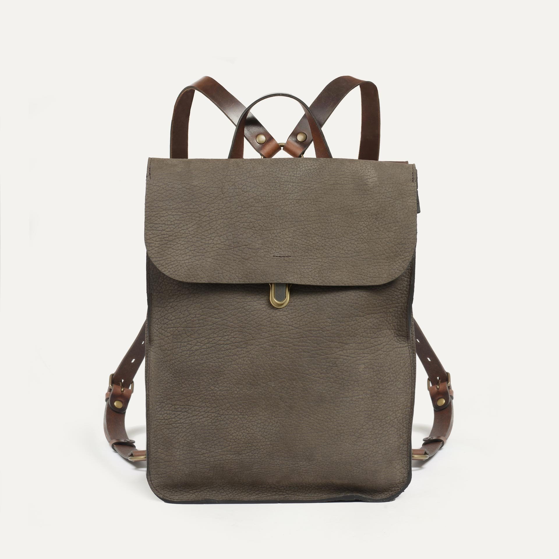 Puncho leather backpack - Khaki Brown / E Pure (image n°1)