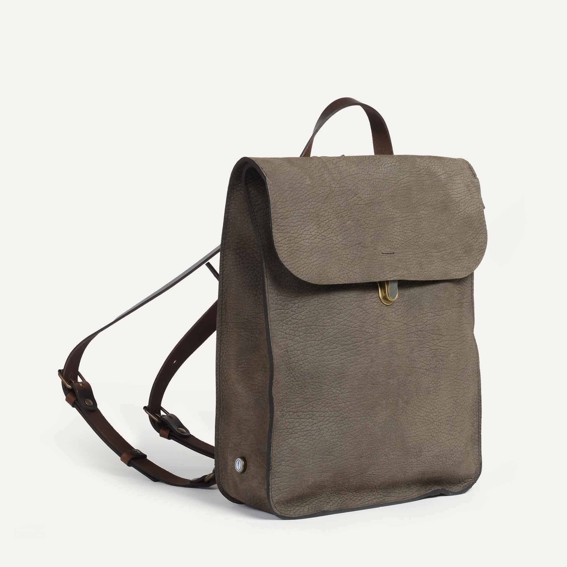 Puncho leather backpack - Khaki Brown / E Pure (image n°2)