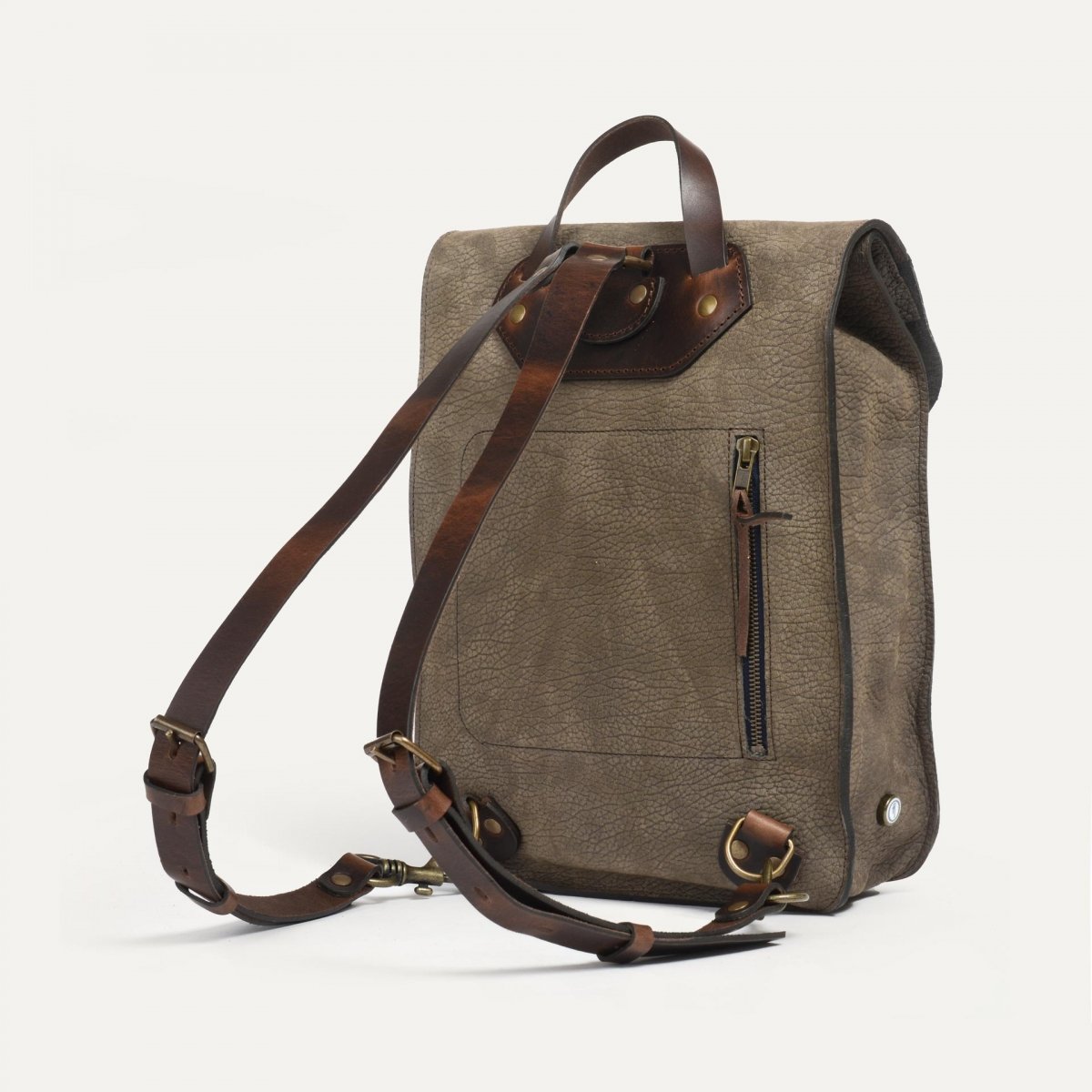 Puncho leather backpack - Khaki Brown / E Pure (image n°3)