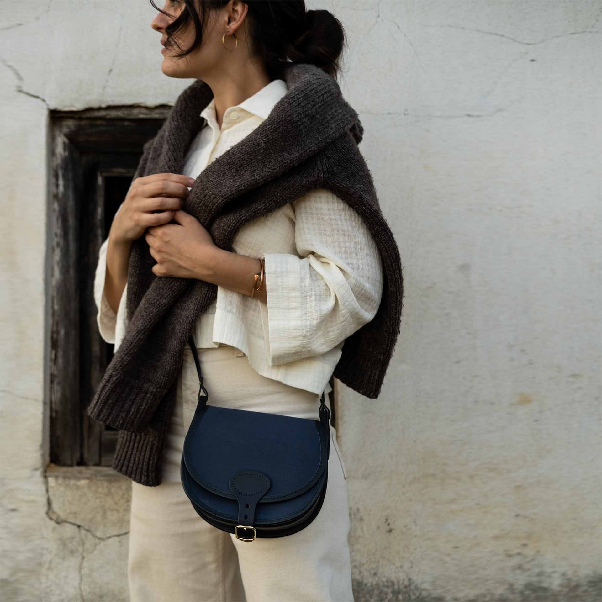 Diane M Gibecière bag - Blue / Canvas & Leather (image n°6)