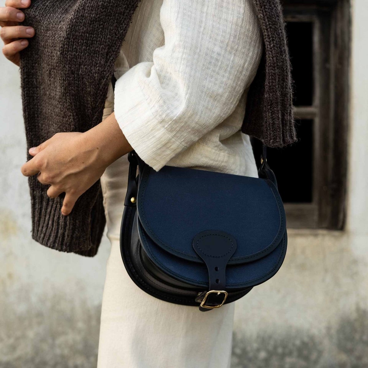 Diane M Gibecière bag - Blue / Canvas & Leather (image n°7)