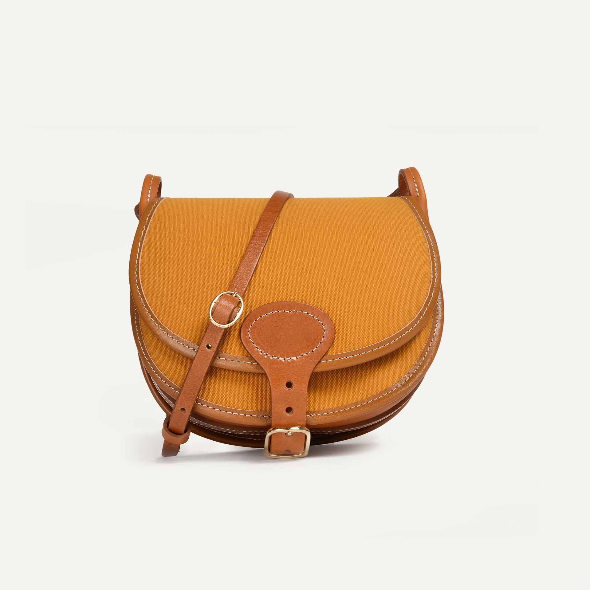 Gibecière Diane M - Ocre Jaune / Toile et Cuir (image n°1)