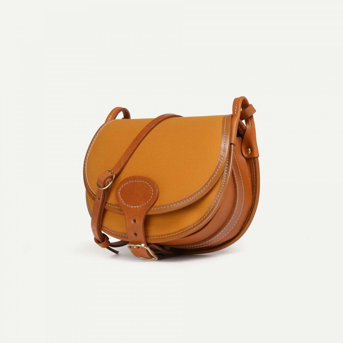 Gibecière Diane M - Ocre Jaune / Toile et Cuir (image n°2)