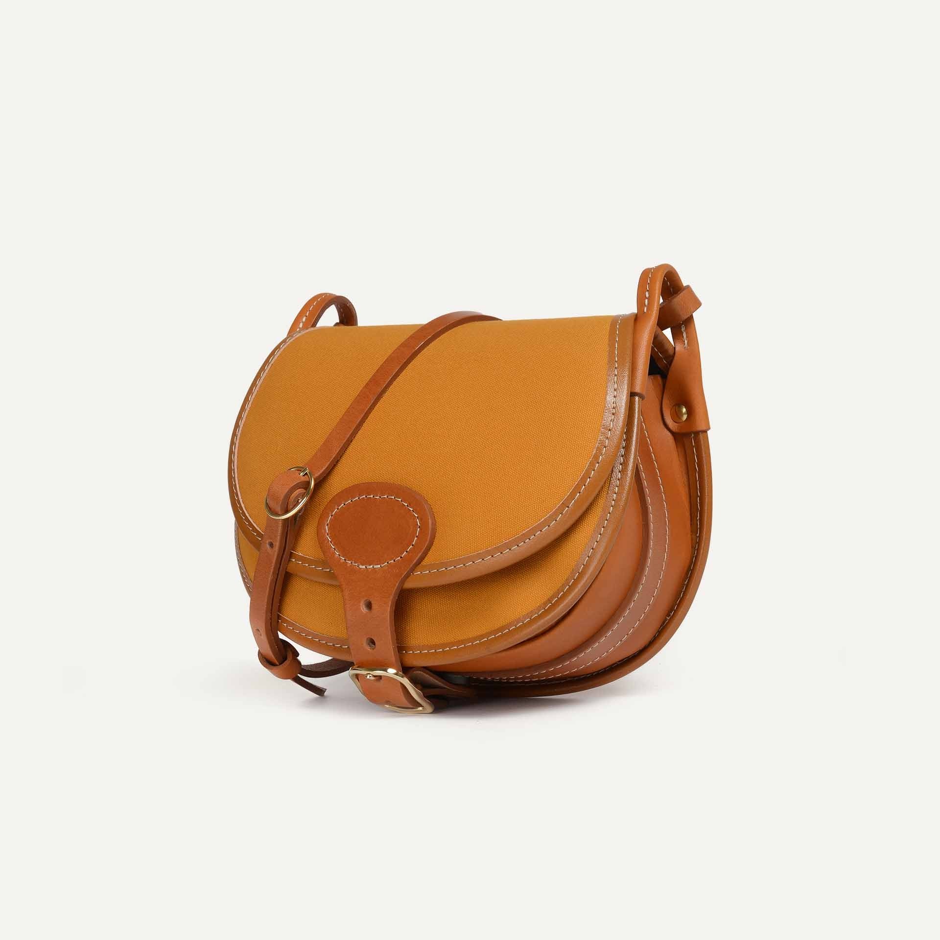 Gibecière Diane M - Ocre Jaune / Toile et Cuir (image n°2)