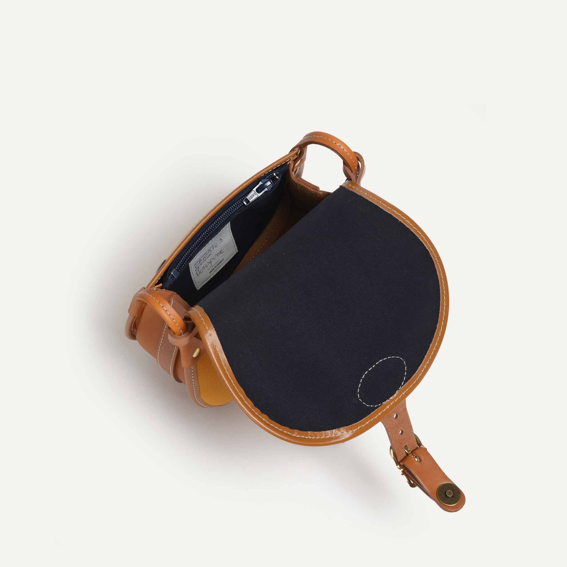 Jagdtasche Diane M - Gelber Ocker / Canvas und Leder (image n°5)