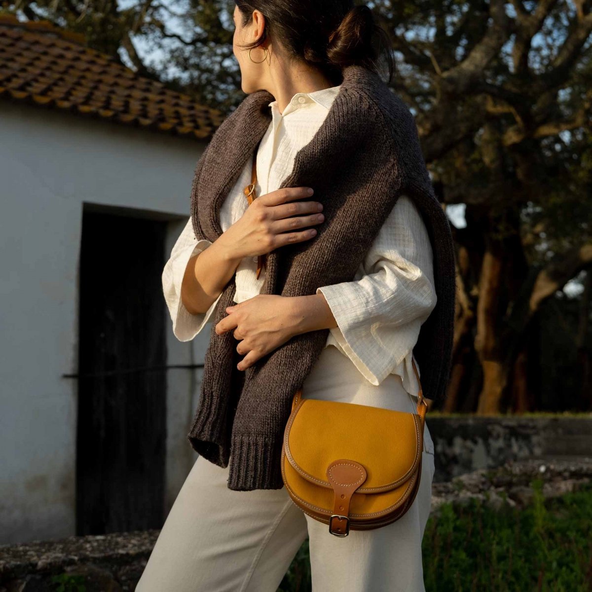 Diane M Gibecière bag - Yellow ochre / Canvas & Leather (image n°6)