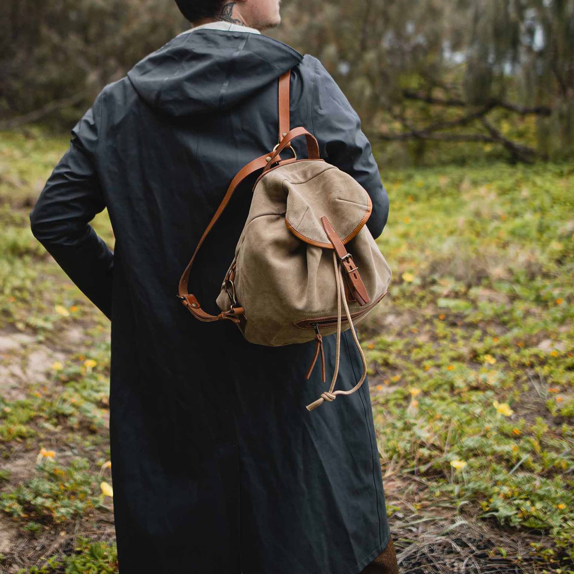 Sac à dos Camp S / Cuir Velours - Tabac (image n°4)