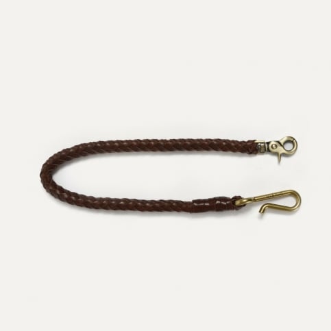 Hook L braided key ring - Brown
