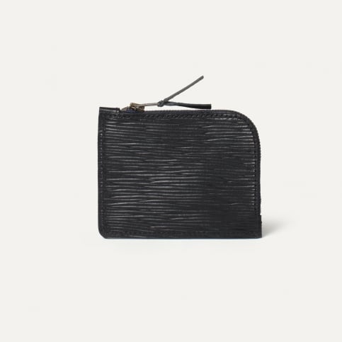 As zippered purse / M - black épi leather