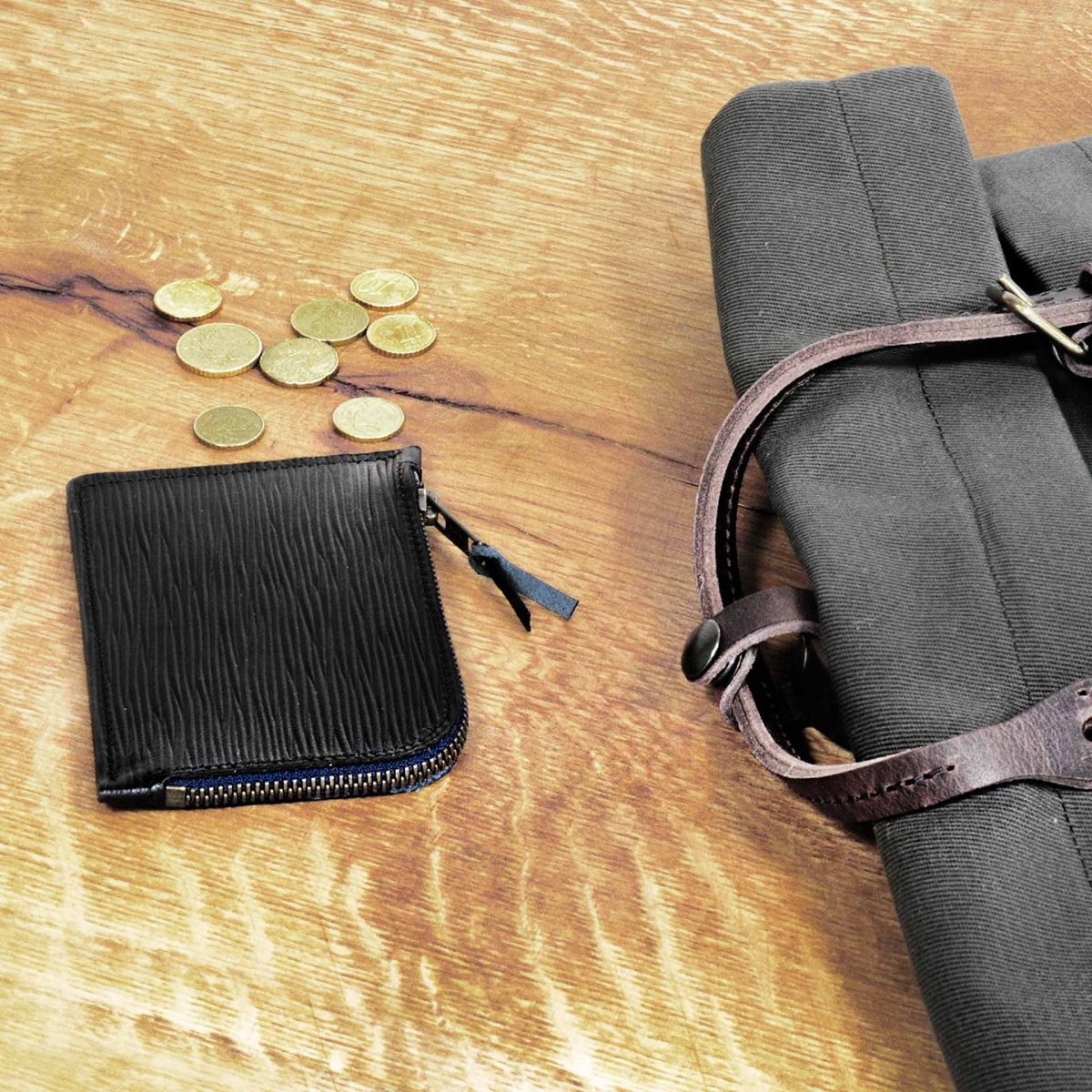 Pognon zippered purse  / L - black cork leather (image n°6)
