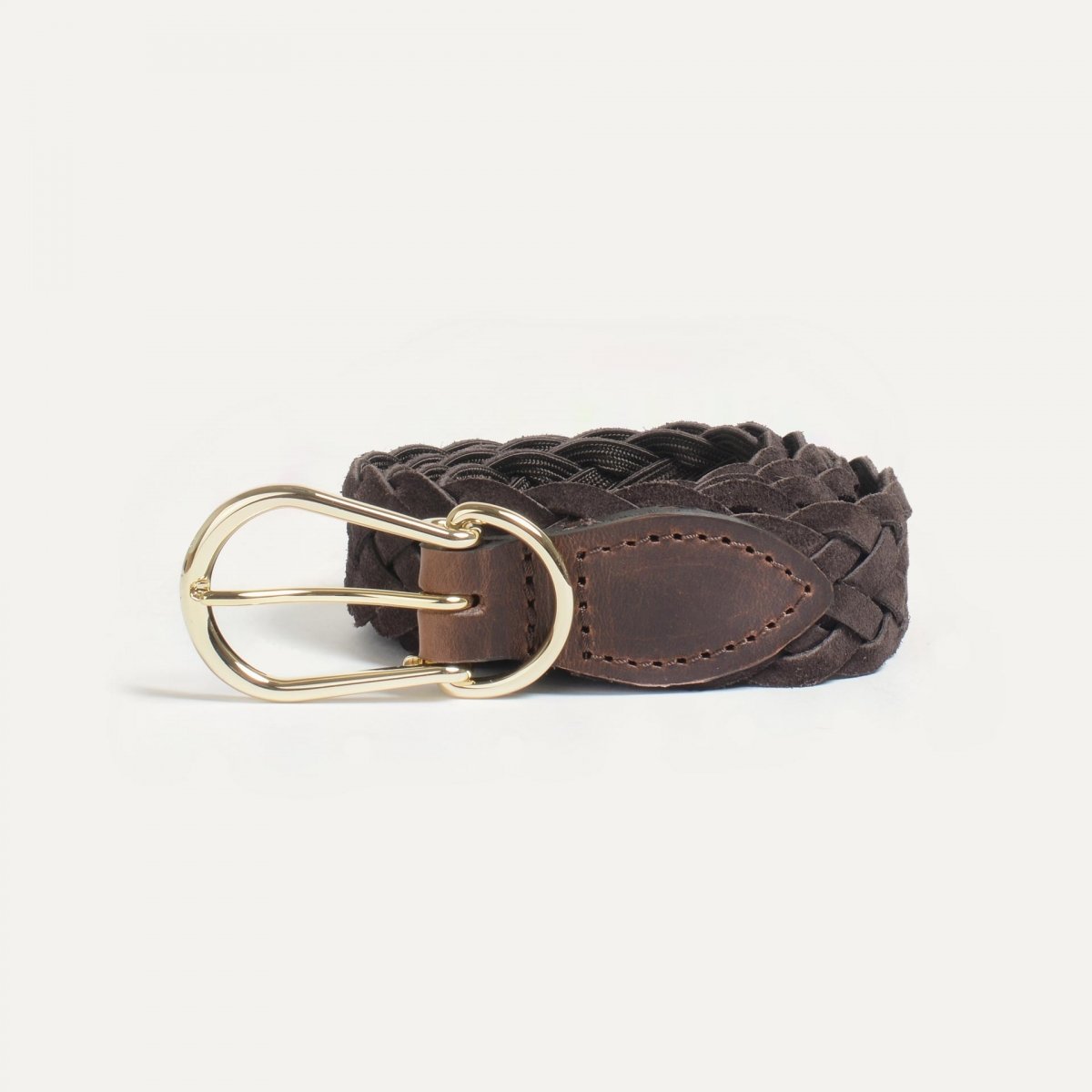 Cléo Belt / braided leather - Brown suede (image n°2)