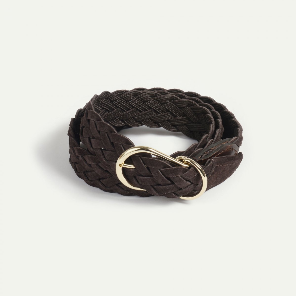 Cléo Belt / braided leather - Brown suede (image n°3)