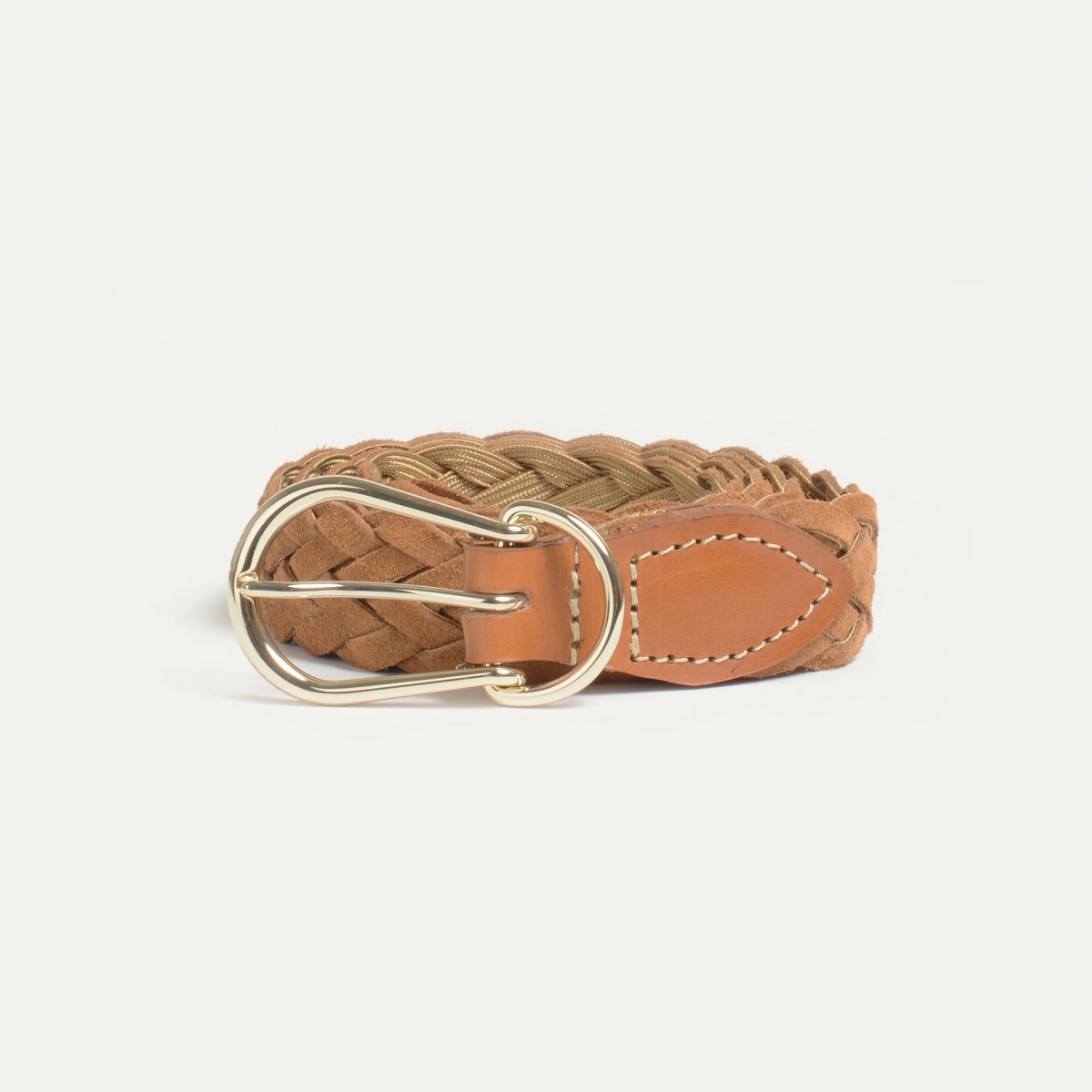 Cléo Belt / braided leather - Honey suede (image n°2)