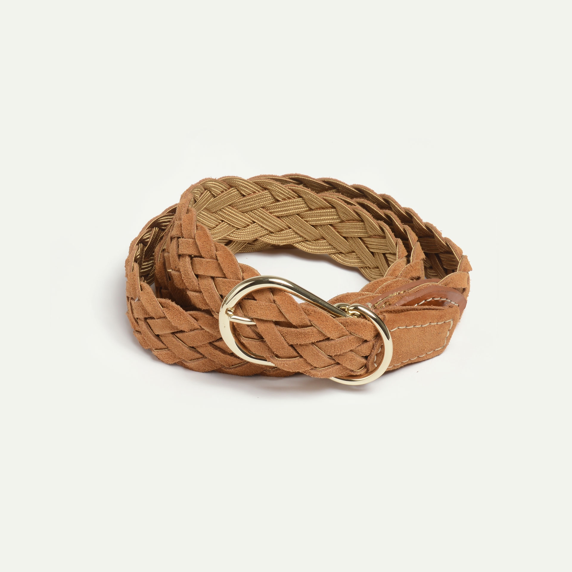 Cléo Belt / braided leather - Honey suede (image n°3)
