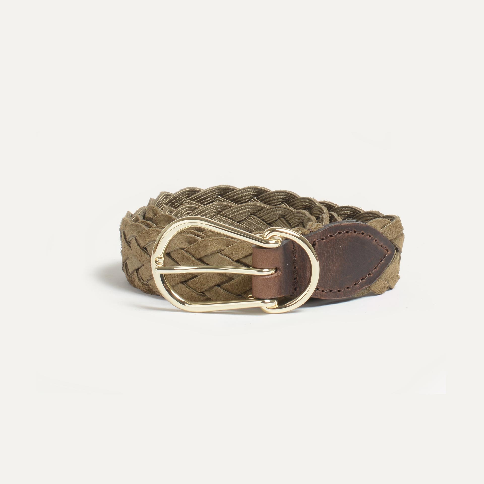Cléo Belt / braided leather - Khaki suede (image n°2)
