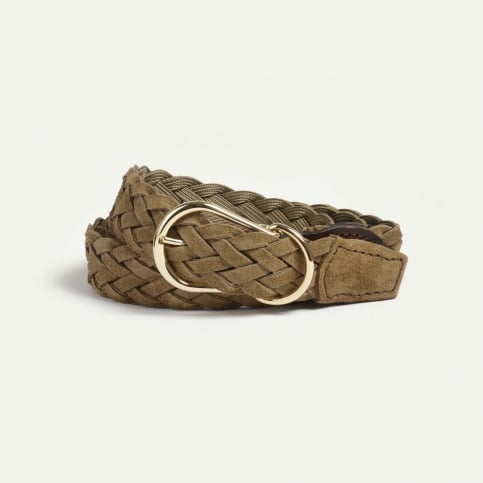 Cléo Belt / braided leather - Khaki suede