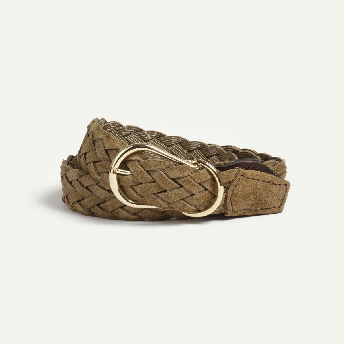 Cléo Belt / braided leather - Khaki suede (image n°1)