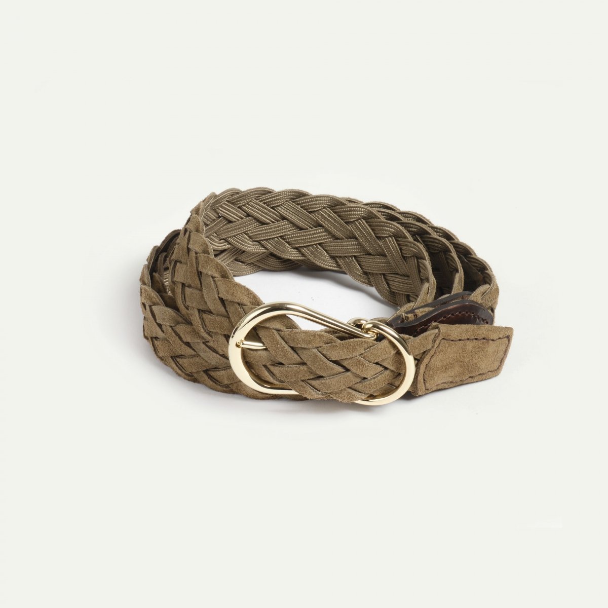 Cléo Belt / braided leather - Khaki suede (image n°3)
