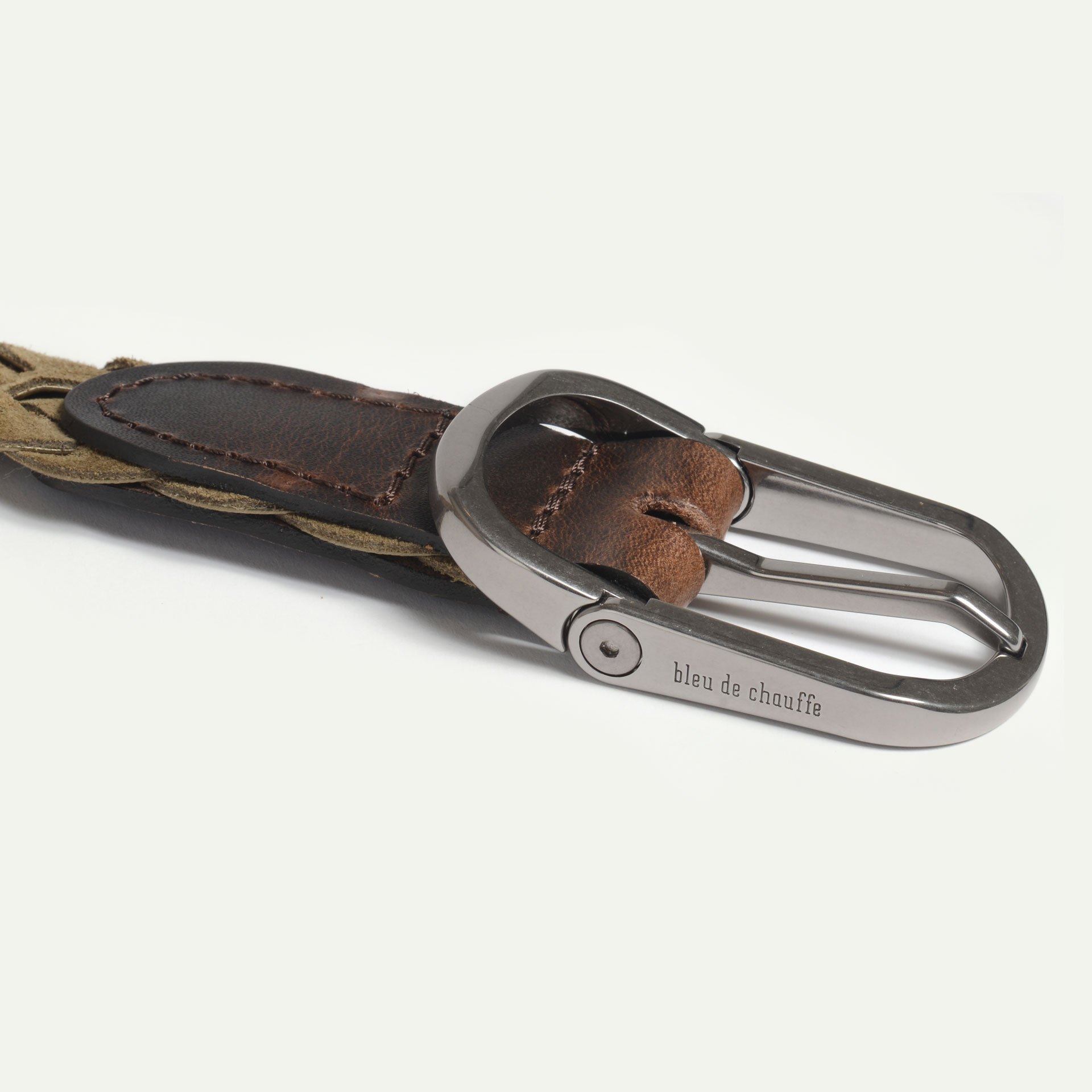 Cliquet Belt / braided leather - Khaki suede (image n°3)