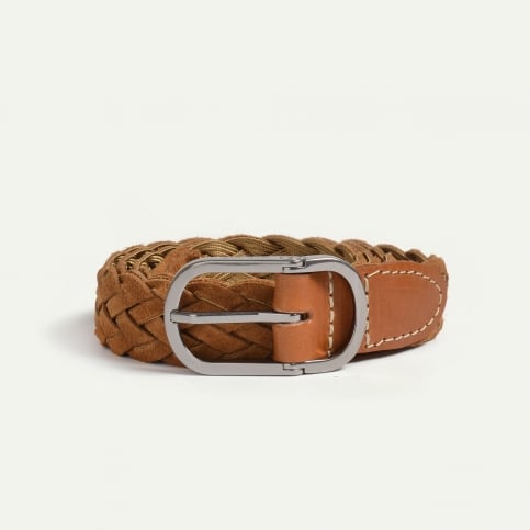 Cliquet Belt / braided leather - Honey suede